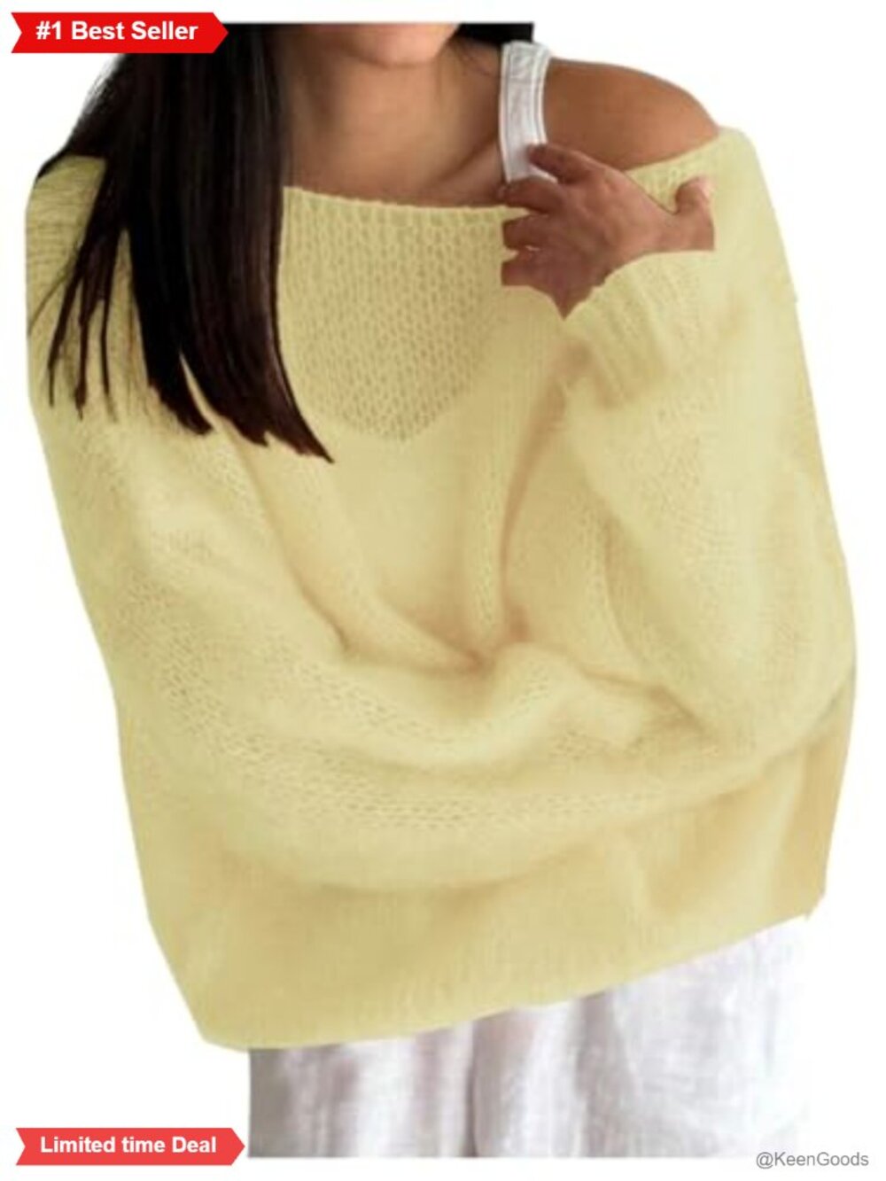 Off The Shoulder Mohair Knit Pullover Sweater Loose Fit Long Sleeve Top